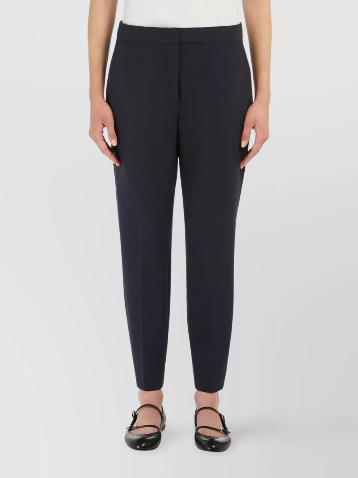 Max Mara Straight Line Double Jersey Trousers With Pockets
