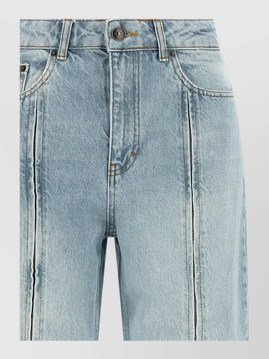 Rotate Birger Christensen denim high-rise straight-leg front zip jeans
