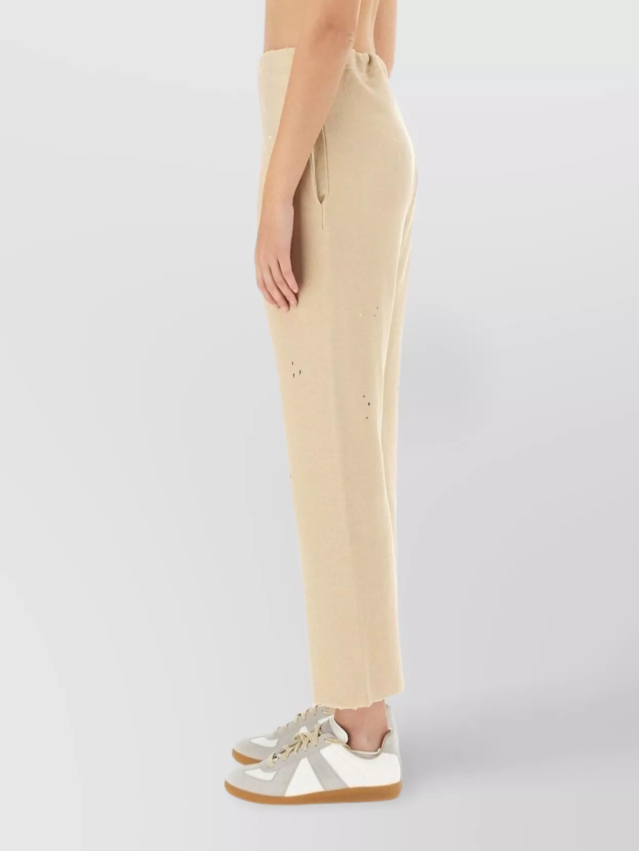 Maison Margiela Cotton Trousers With Distressed Finish In Brown