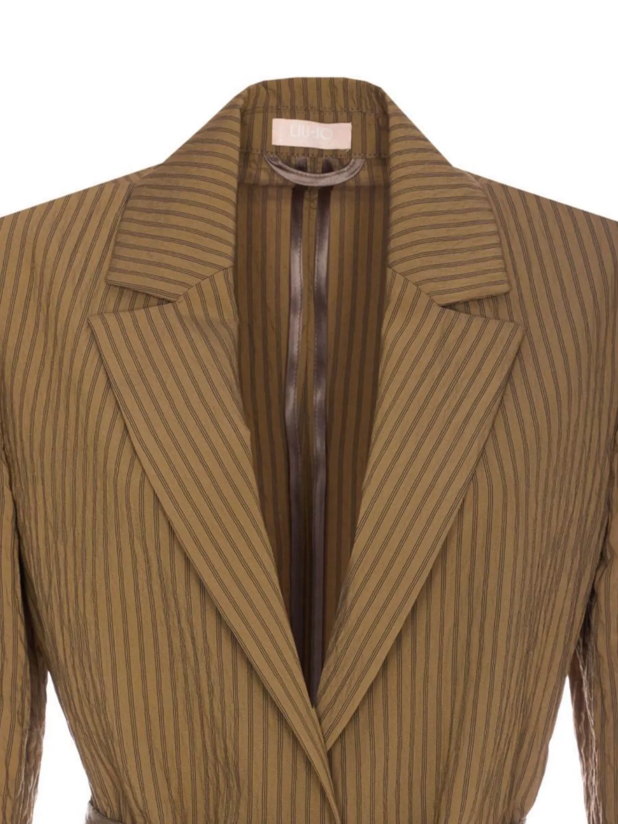 Liu •jo Striped Belted Jacket Notched Lapel
