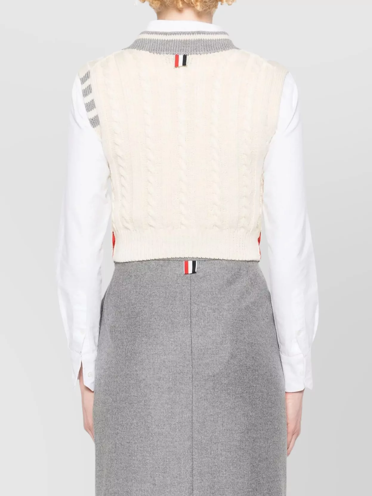 Thom Browne Cable-Knit Vest Contrast Trim