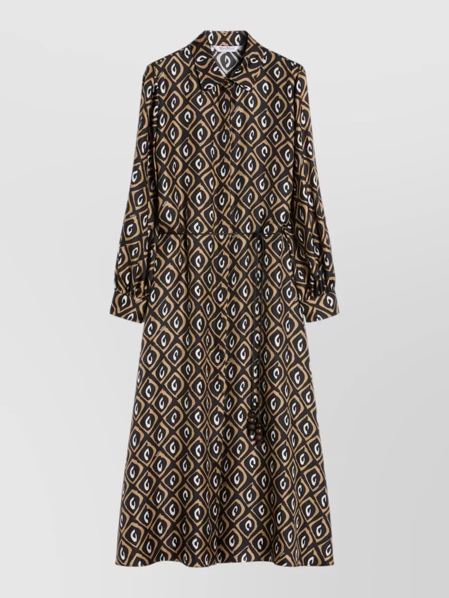 Max Mara silk printed shirt midi dress
