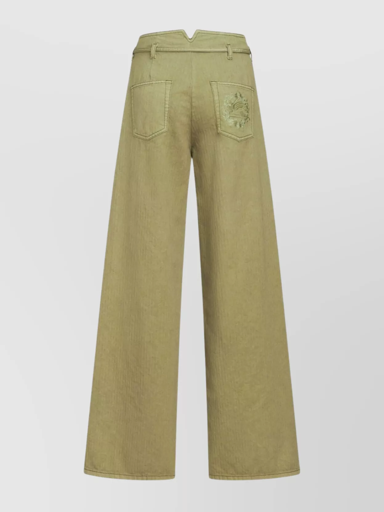 Etro Wide-leg Jeans Featuring Embroidered Detail In Green