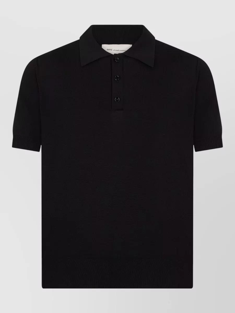 Ami Paris wool short-sleeve knit polo shirt