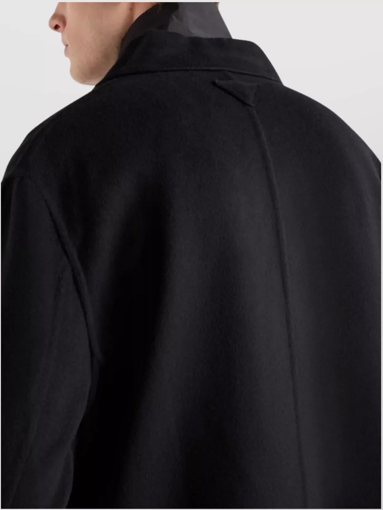 Prada Long Sleeve Single Breasted Coat With Side Pockets And Back Vent