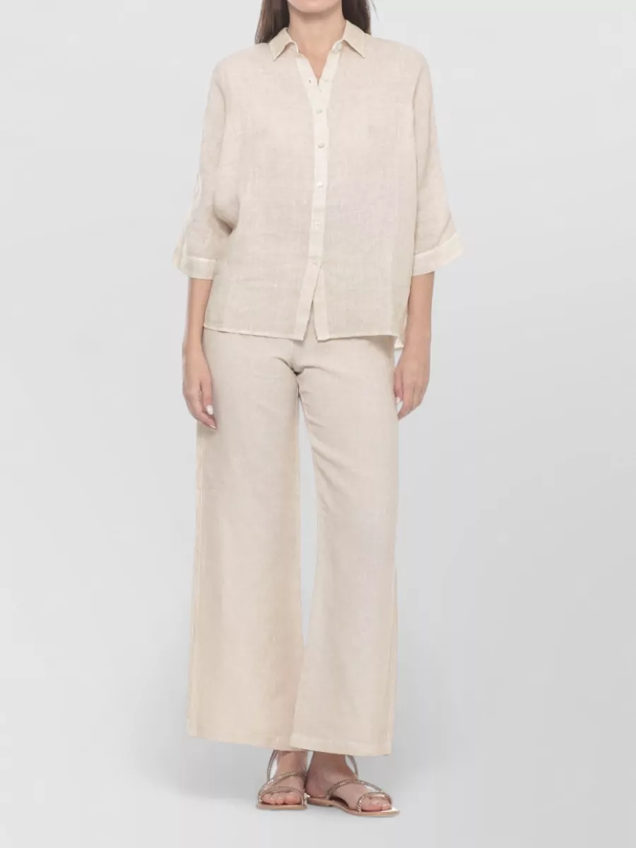 120% Lino Linen Wide-Leg Trousers
