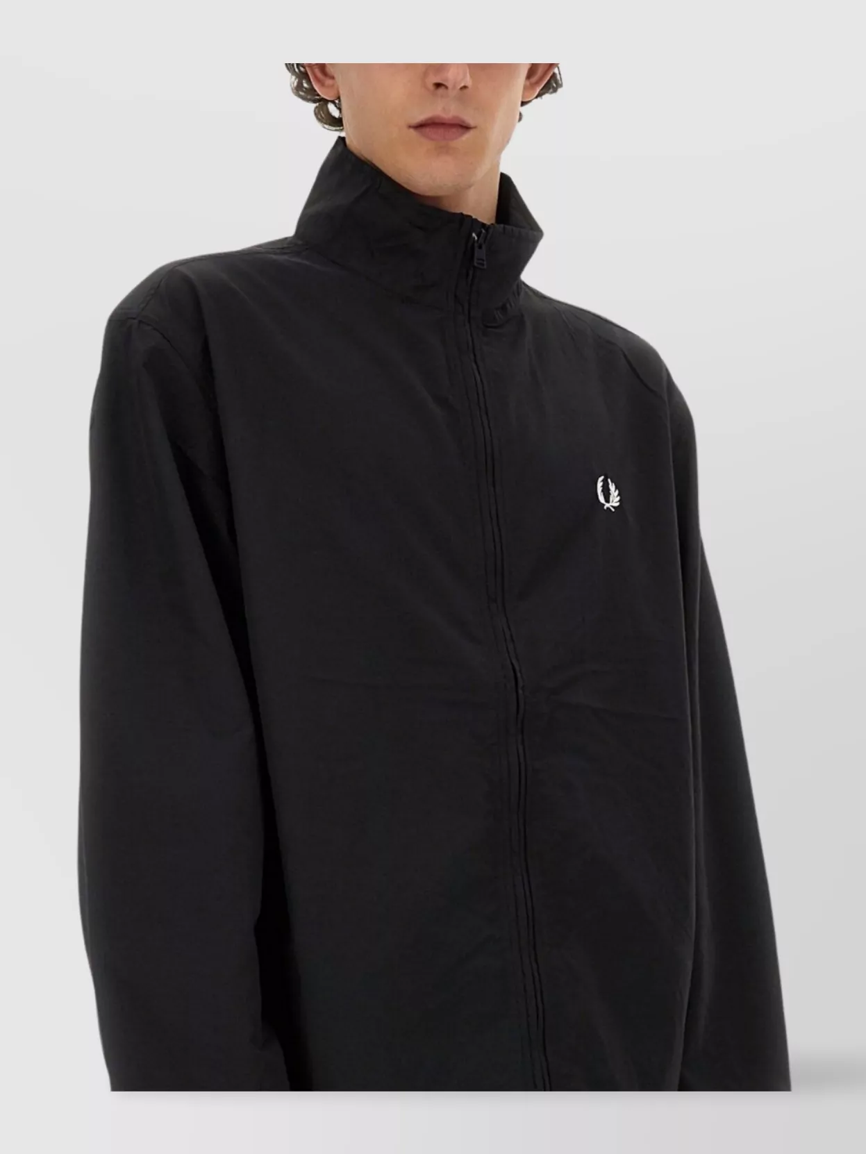 Fred Perry Relaxed-fit Jacket With High Collar And Full Zip Closure