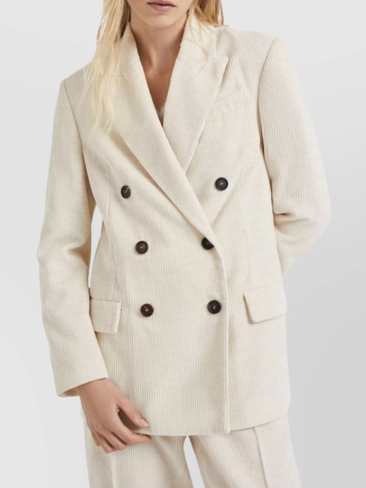 Brunello Cucinelli Ribbed Blazer Structured Shoulders