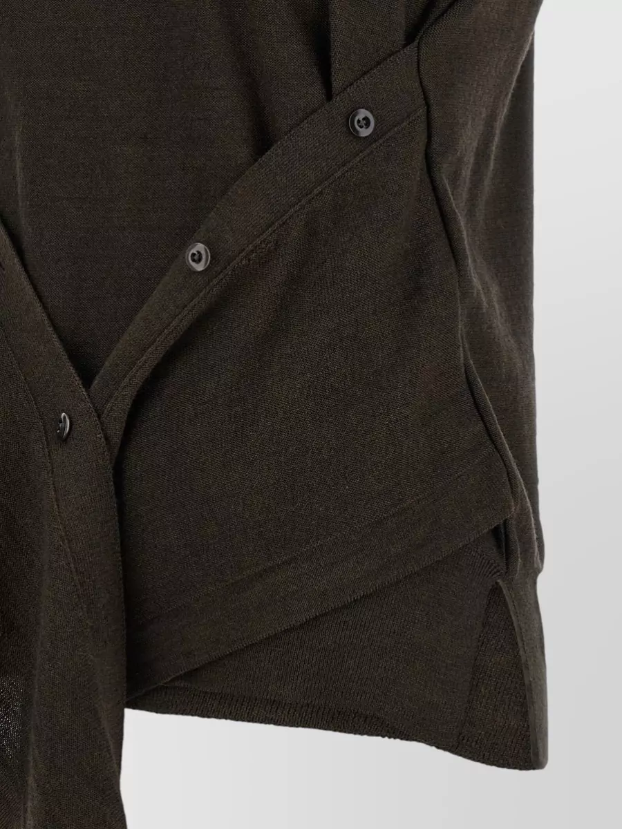 Lemaire Side Button Crew Neck Ribbed Hem Top