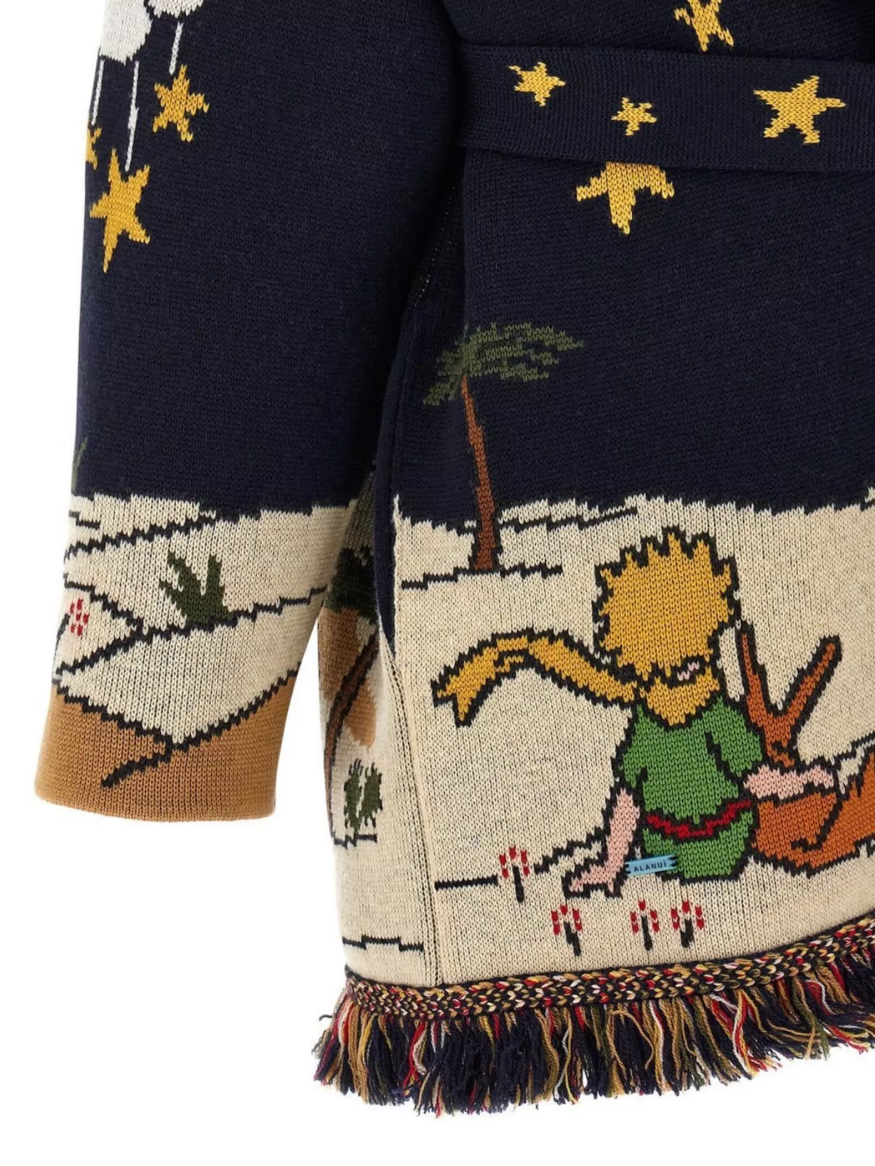Alanui The Little Prince Long Cardigan With Fringe In Blue