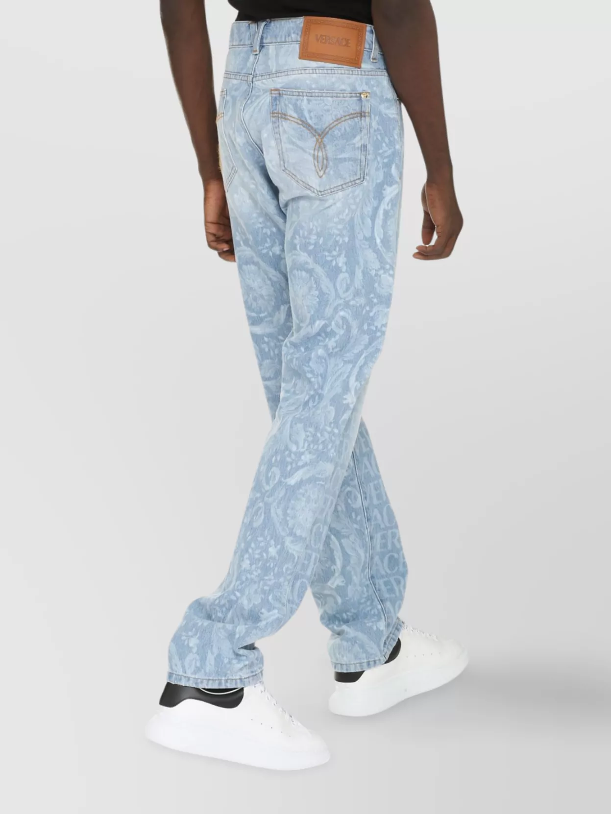Versace Logo Print Straight-Leg Jeans