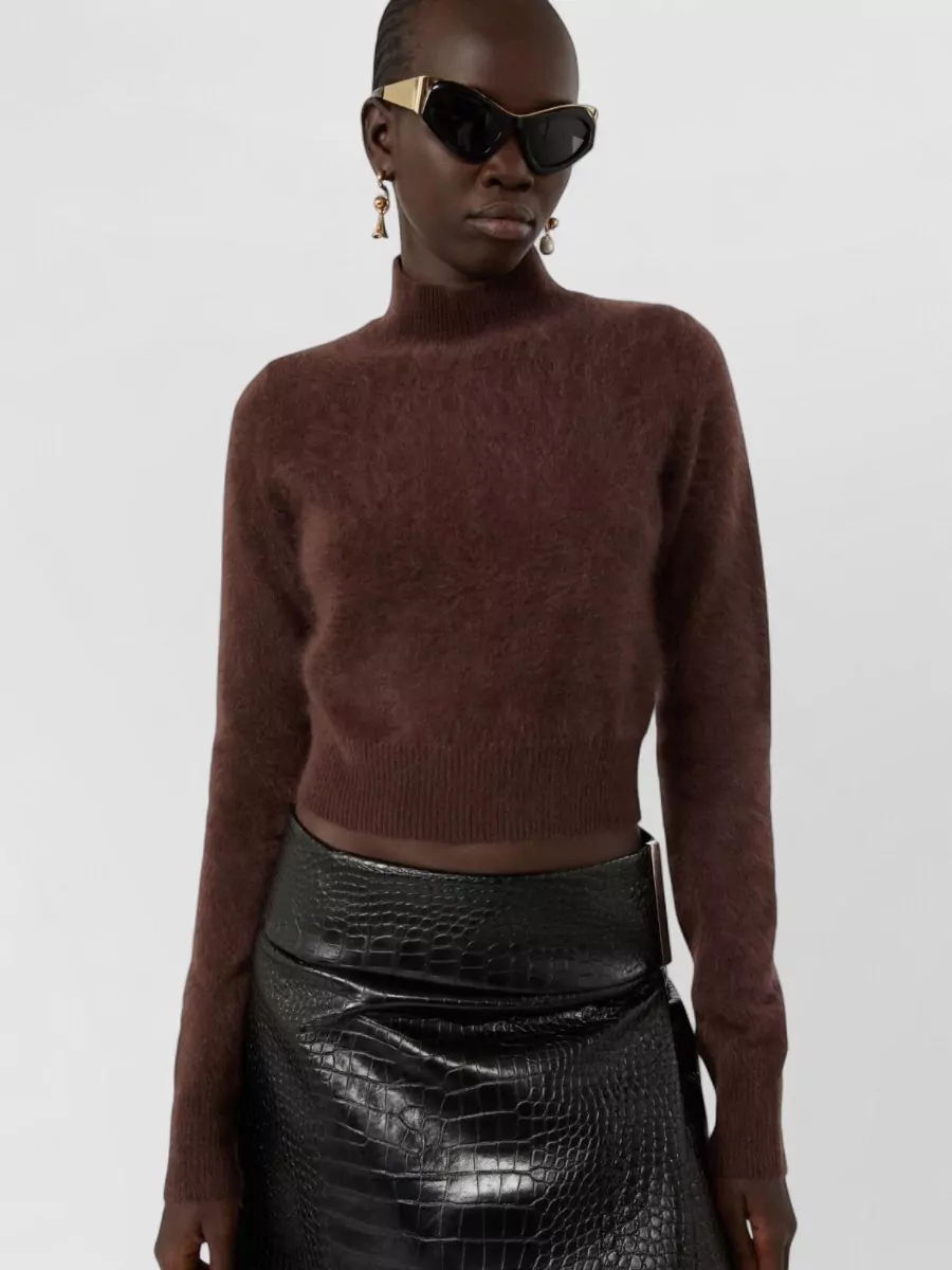 Sportmax Cashmere Slim-Fit Long-Sleeve Mock-Neck Sweater