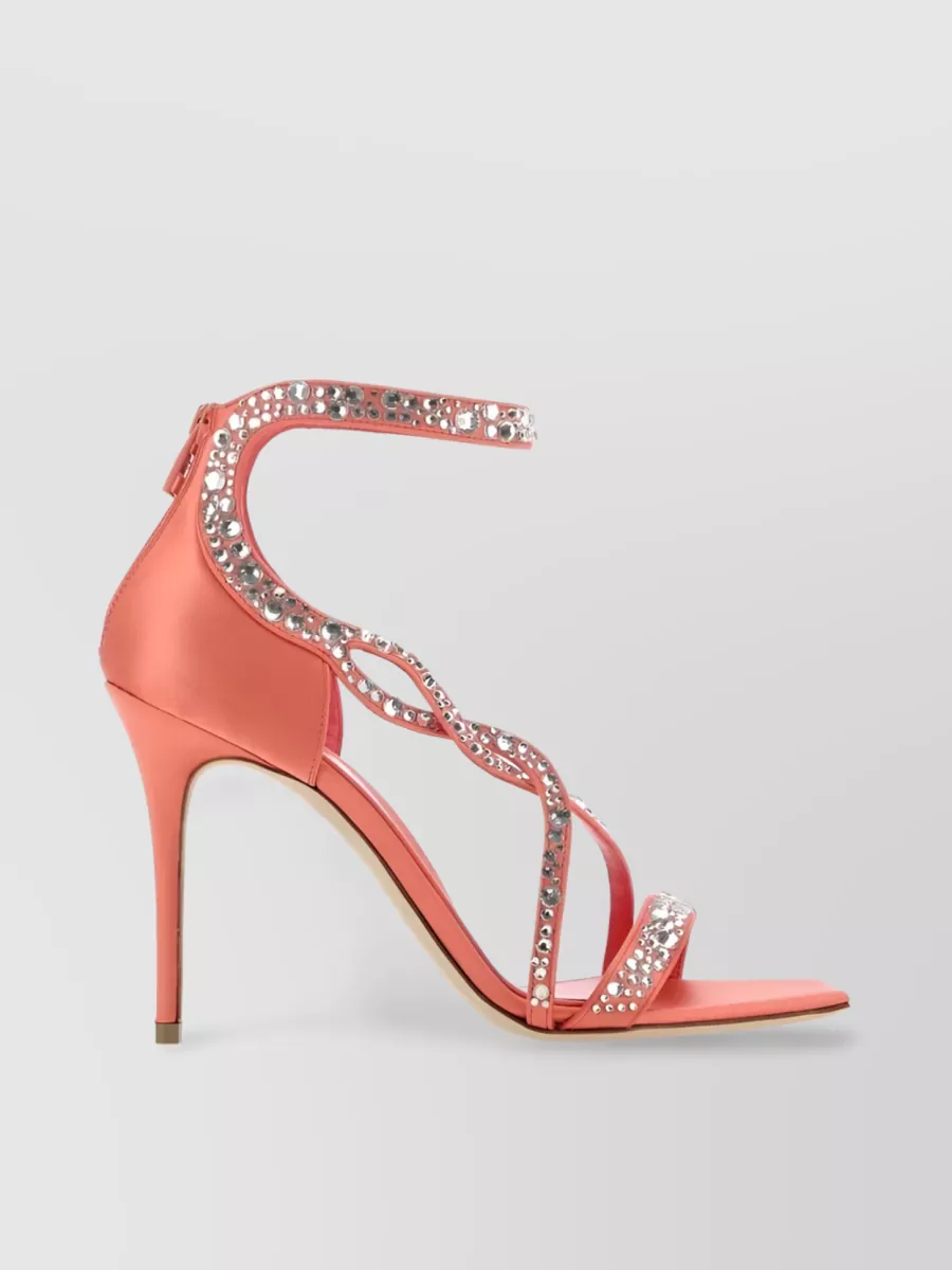 Shop Alexander Mcqueen Crystal-embellished Wrap Sandals With Rear Zip In Pink
