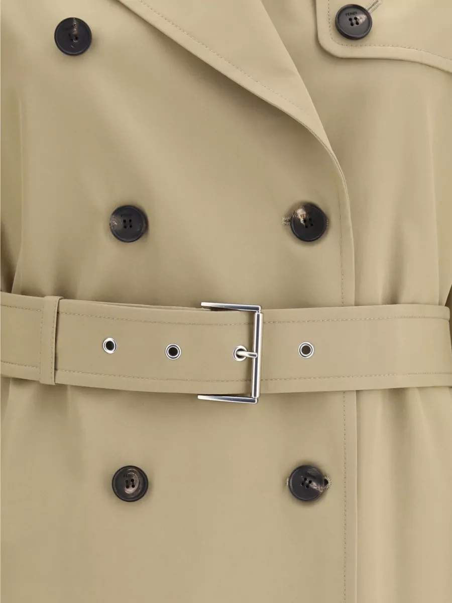 Fendi Cotton Double-Breasted Belted Trench Coat