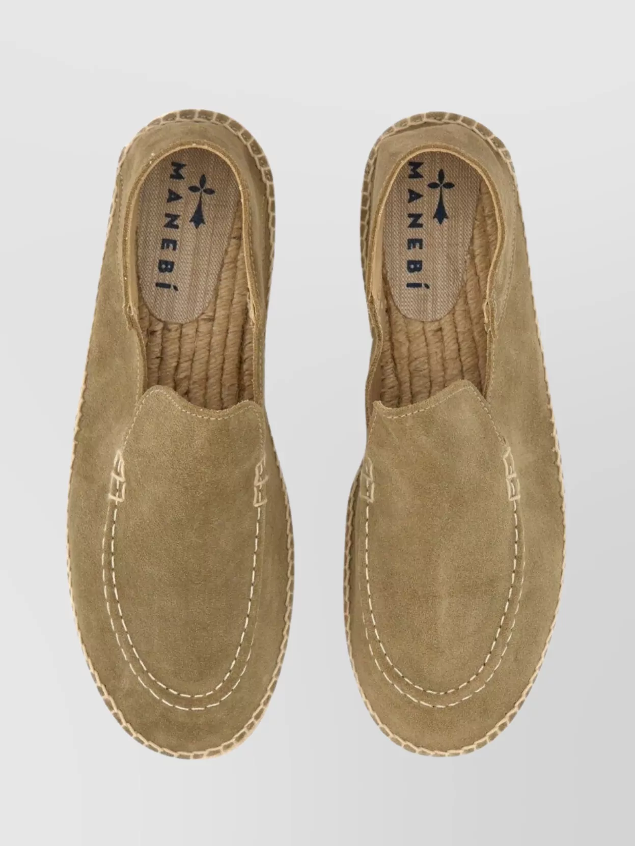 Manebi Round Toe Suede Espadrille With Contrast Stitching