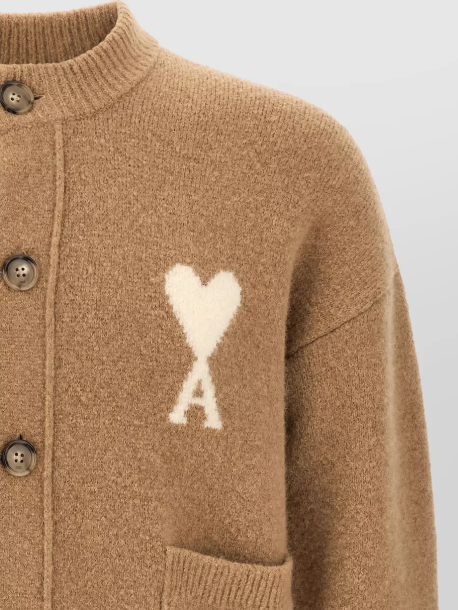 Ami Paris Alpaca-Blend Ribbed Cardigan