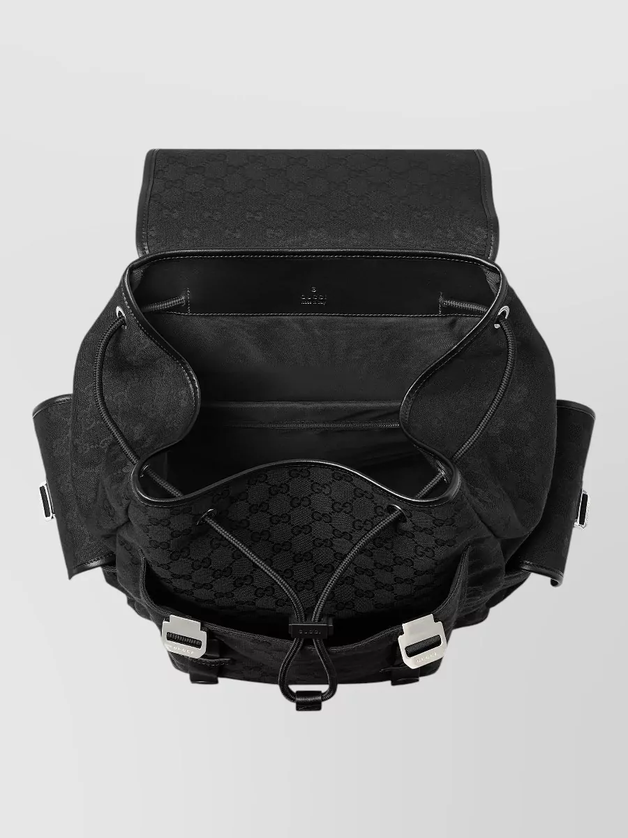 Gucci Backpack Top Flap Adjustable Straps Side Pockets