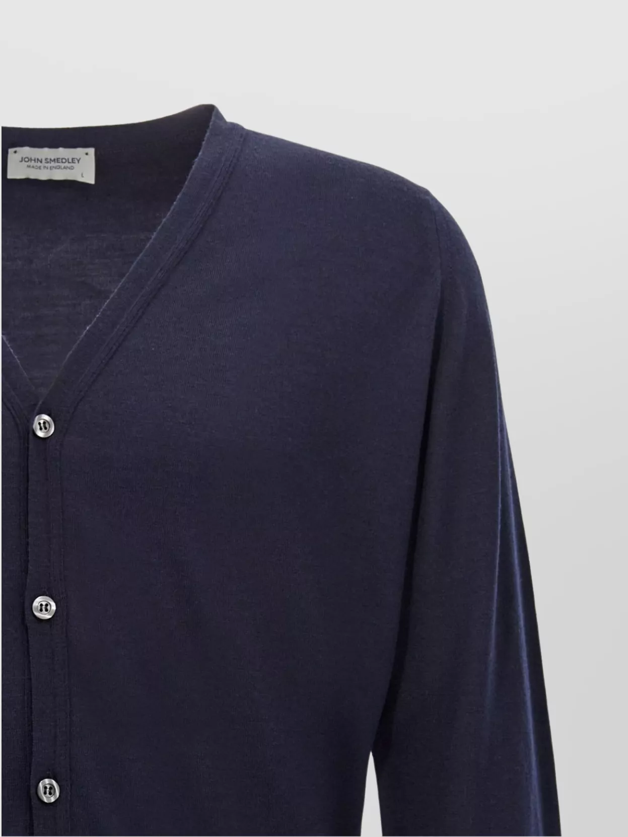 John Smedley V-Neck Wool Cardigan With Ribbed Cuffs And Hem