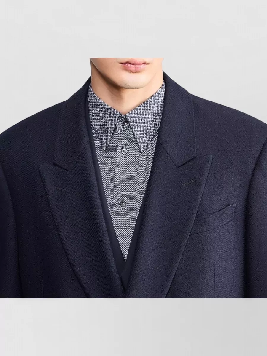 Giorgio Armani Virgin Wool Cashmere Chevron Coat
