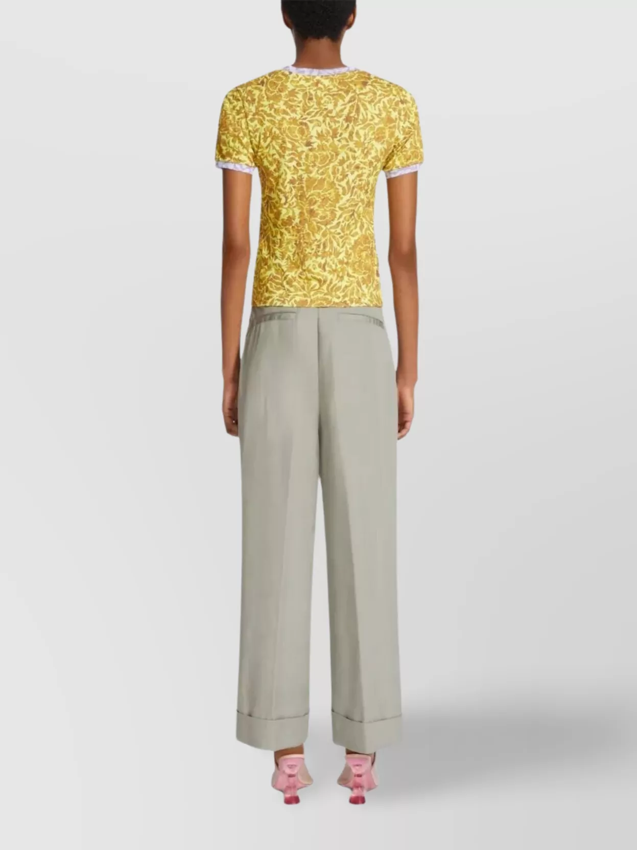 Dries Van Noten Floral Contrast Trim Short Sleeve T-Shirt