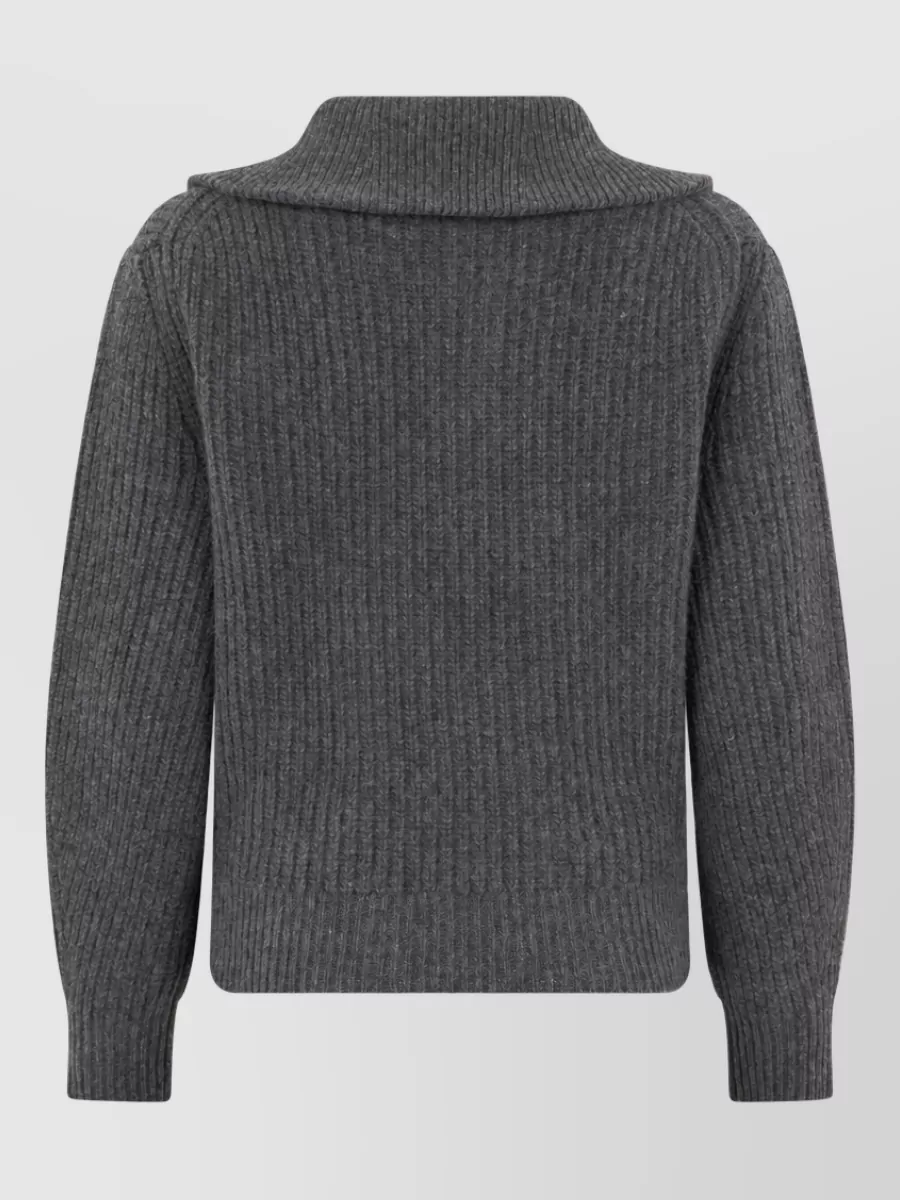 Weekend Max Mara Ribbed Wool Zip Collar Sweater