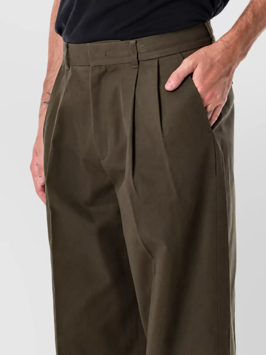 Dunst Cotton Double Pleated Wide-Leg Trousers