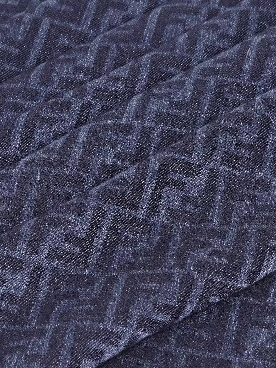 Fendi Ff Scarf Denim Style Fringed Rectangle