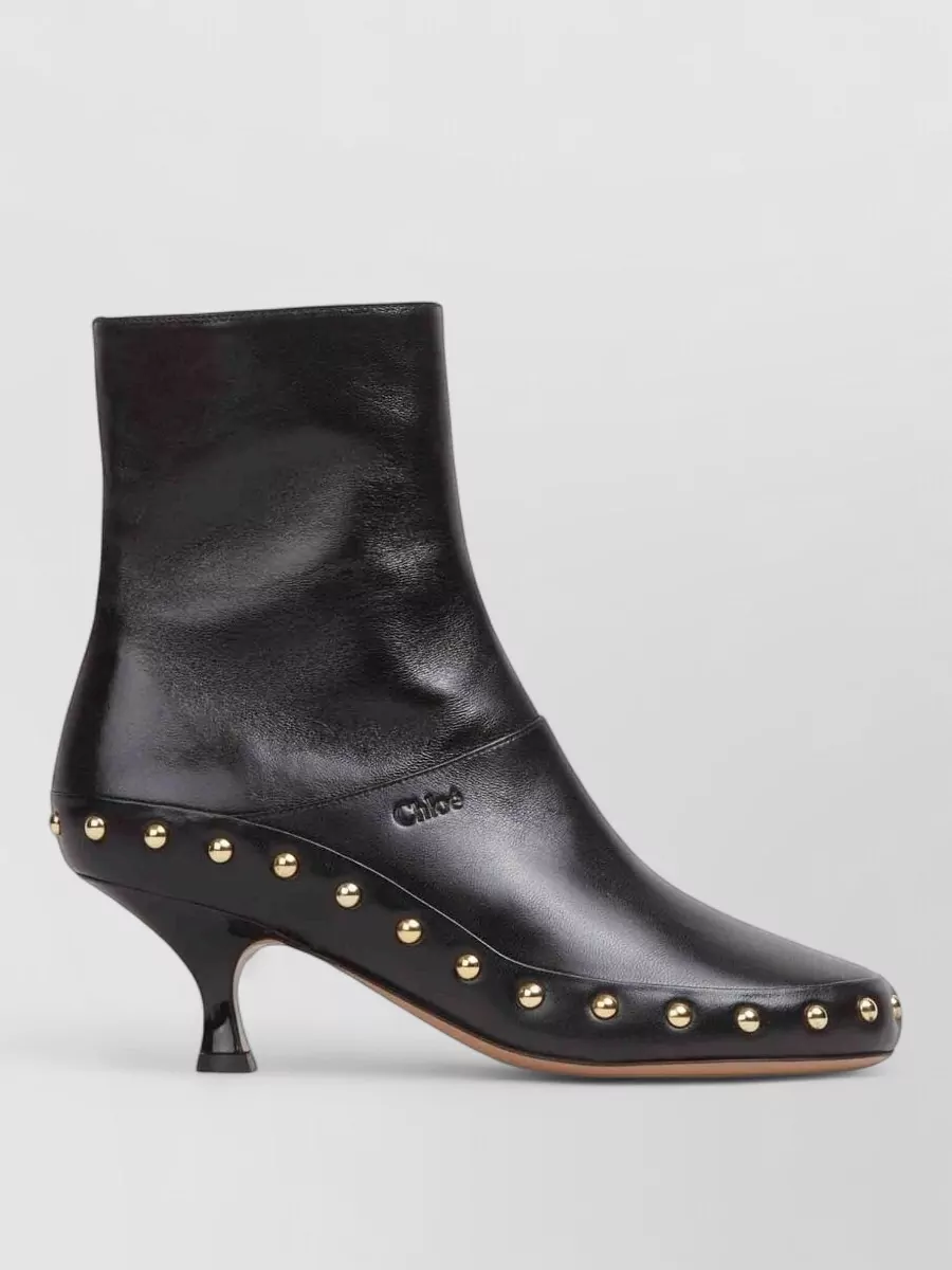 Chloé Leather Studded Ankle Boots