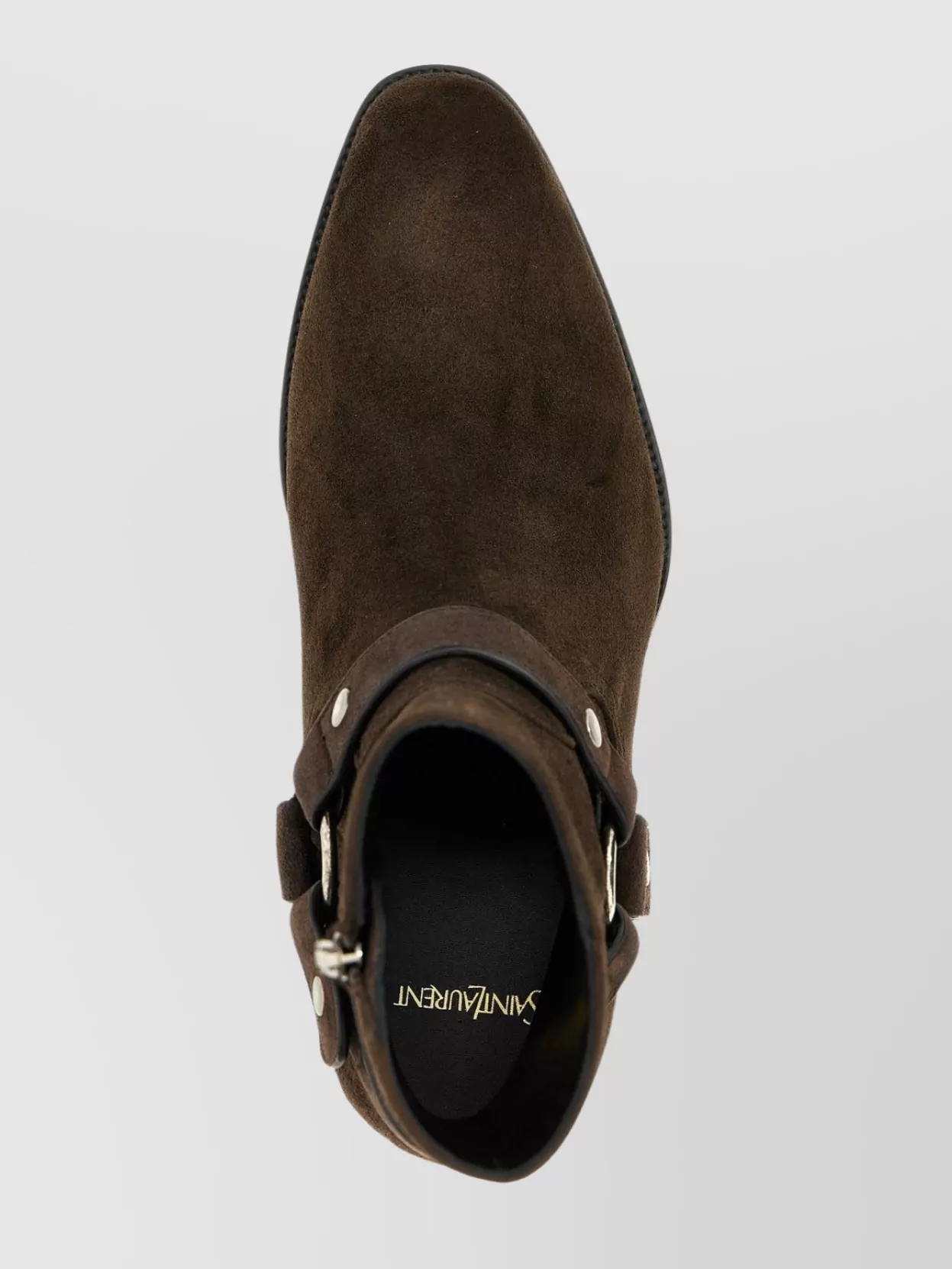 Saint Laurent 'Strap' Suede Ankle Boots With Block Heel