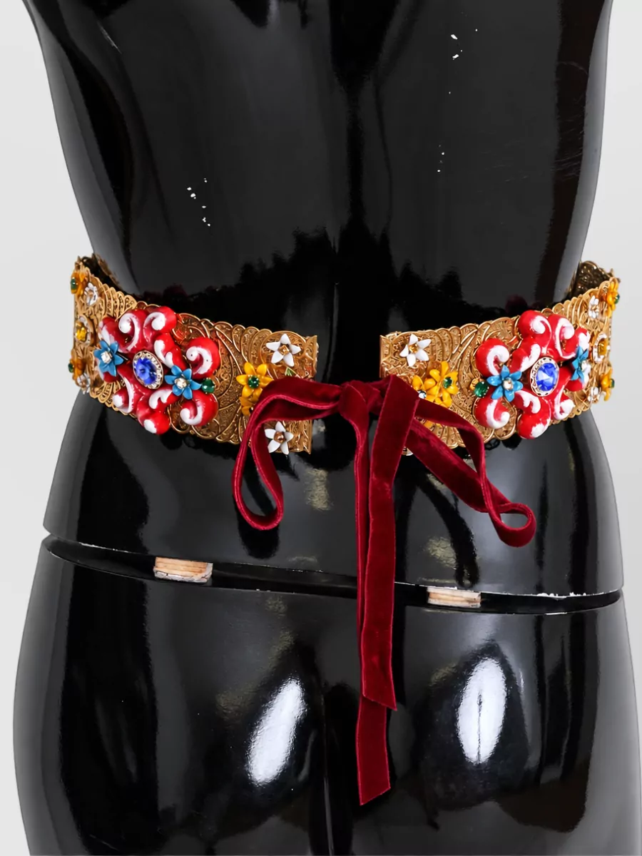 Dolce&Gabbana Crystal-Embellished Floral Wide Waist Belt