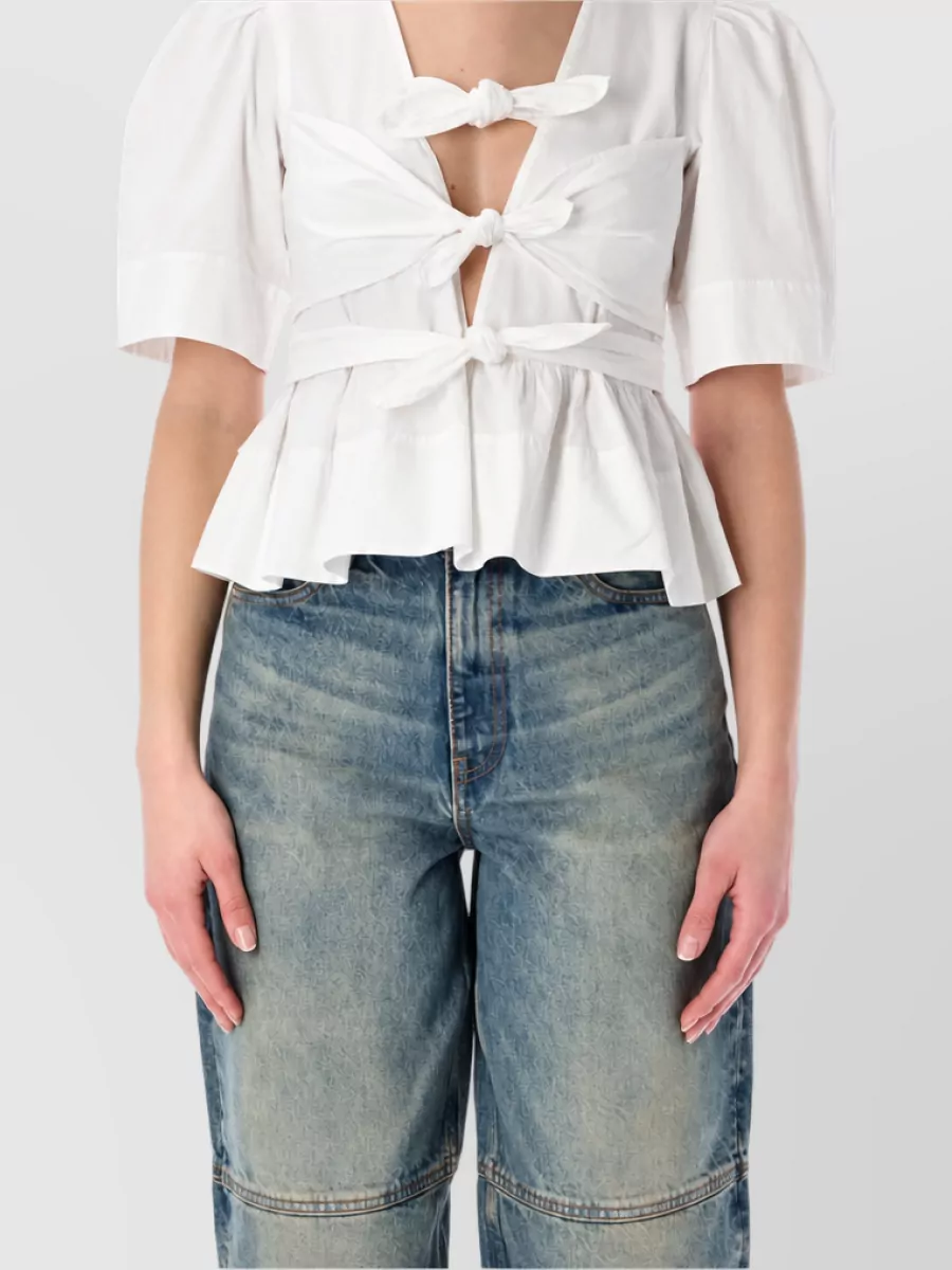 Ganni tie front blouse
