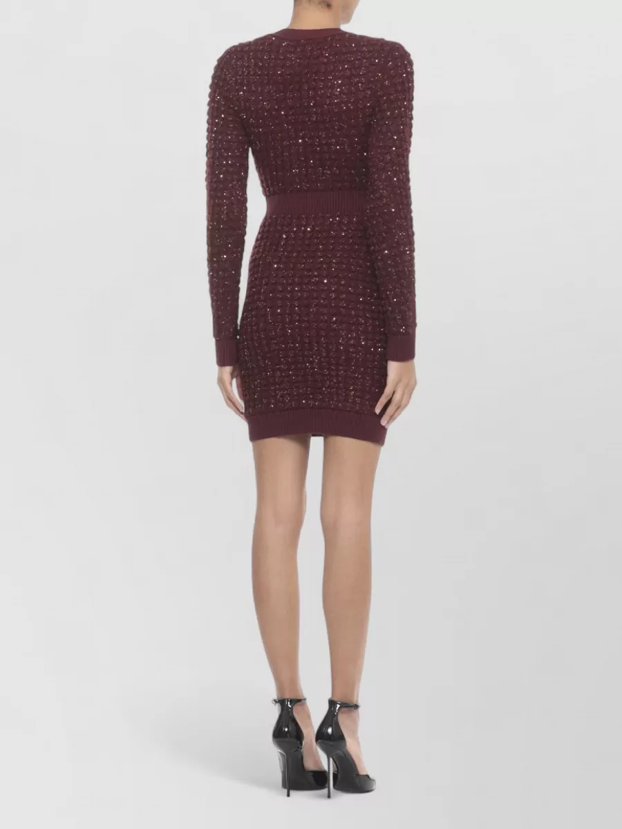 Elisabetta Franchi Sequin Knit Double Breasted Midi Dress