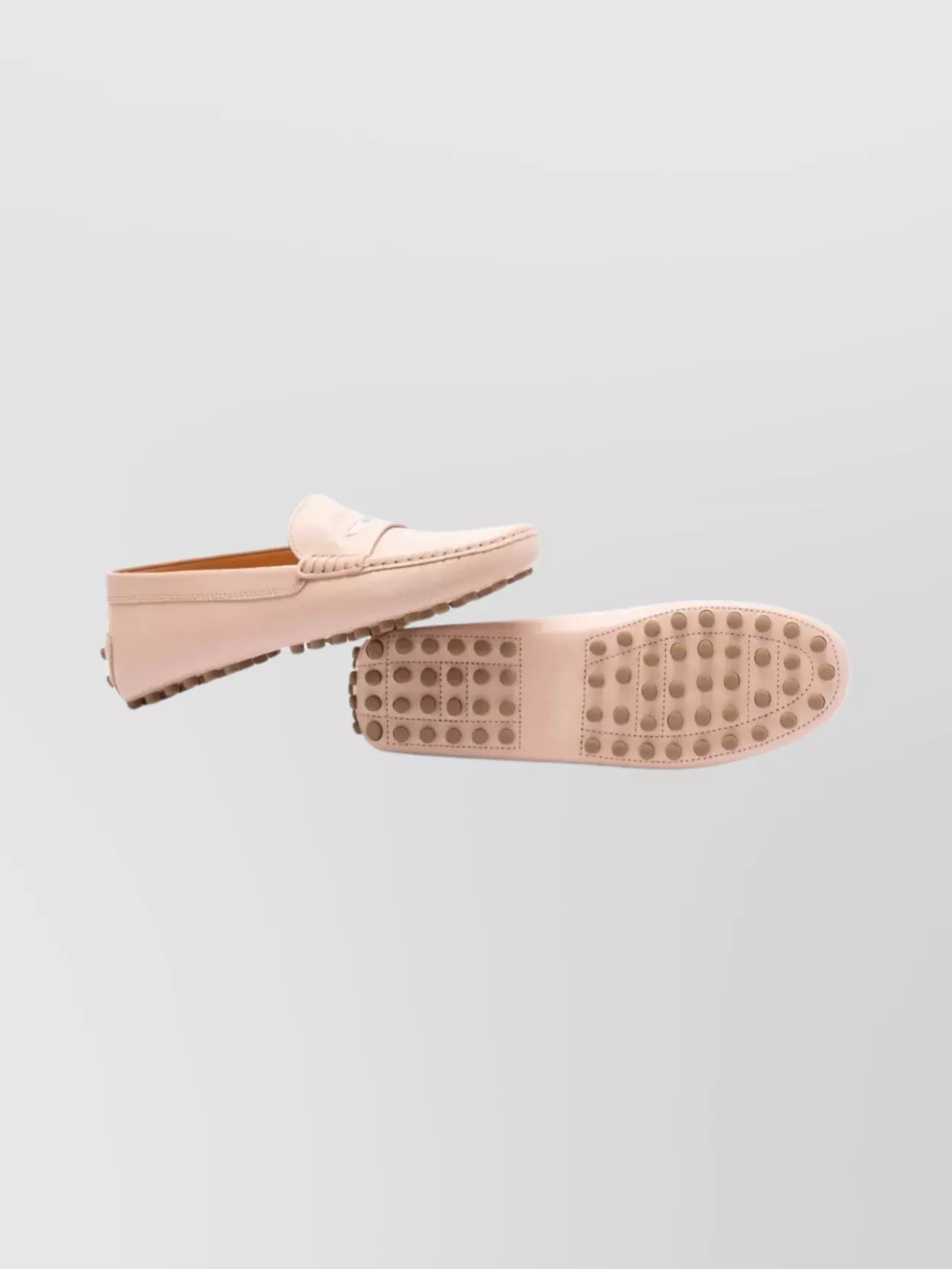 Tod's Round Toe Loafers Featuring Rubber Sole