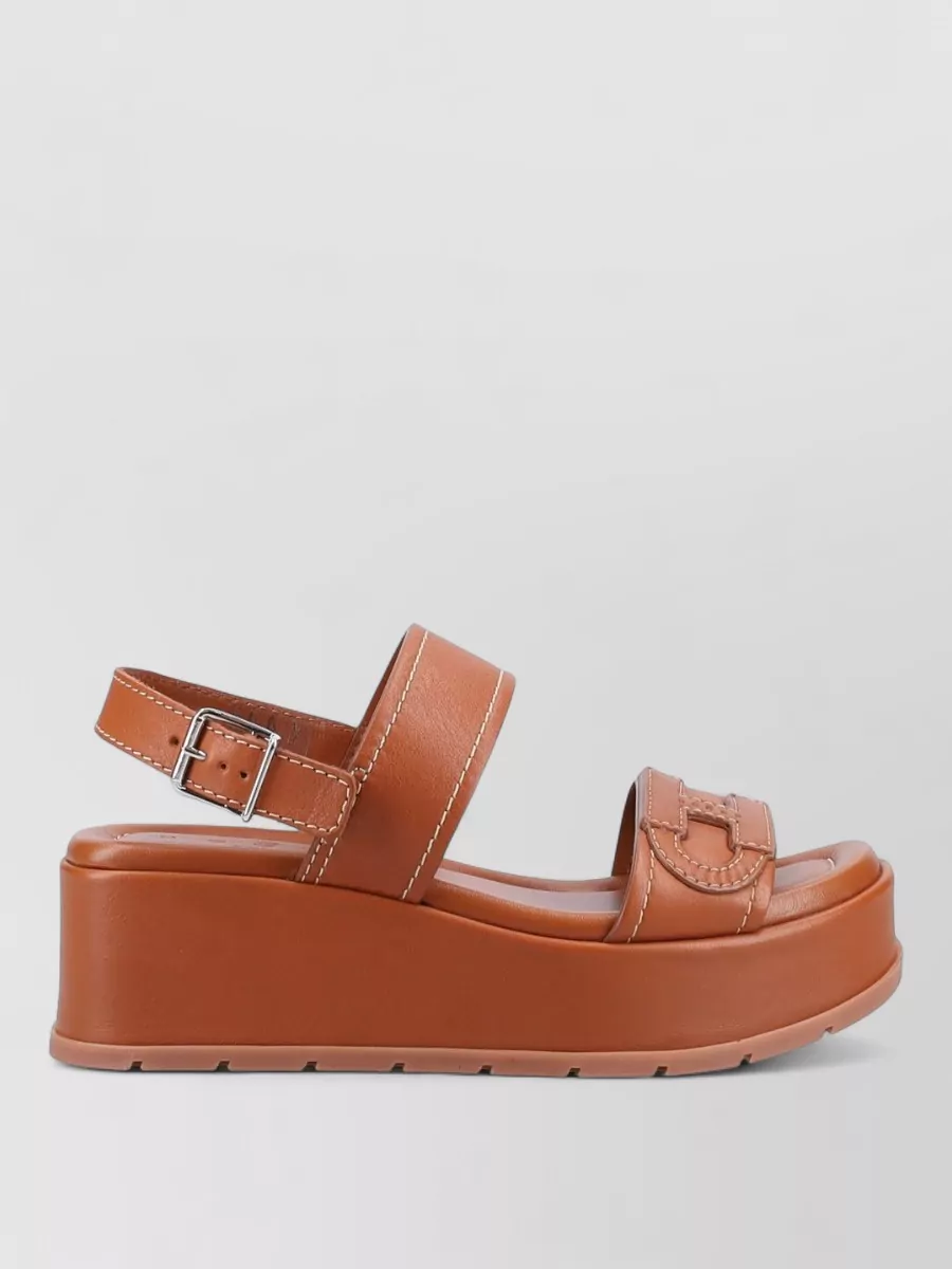 Hogan Leather Platform Slides