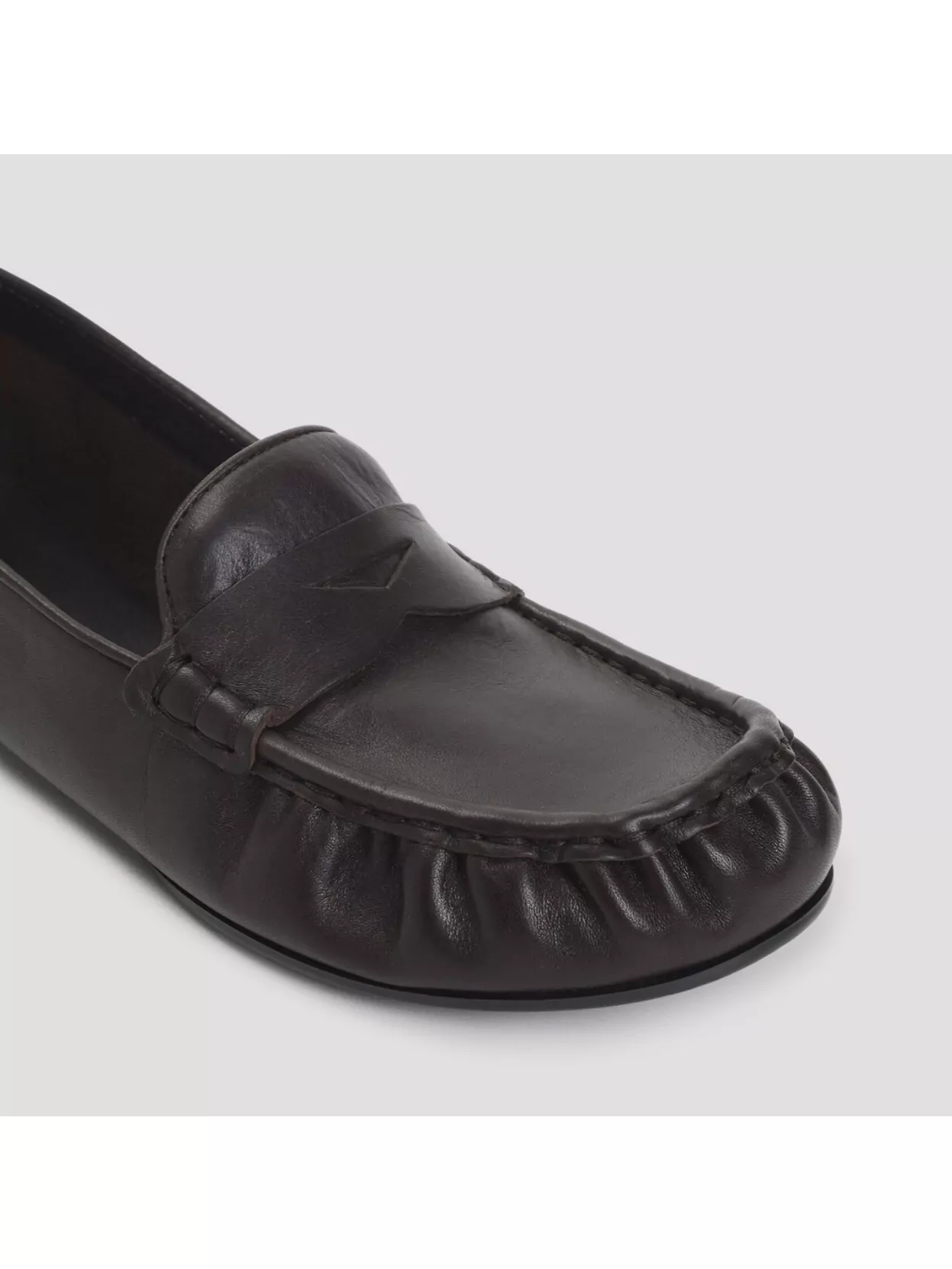 Acne Studios Round Toe Leather Loafers With Penny Strap
