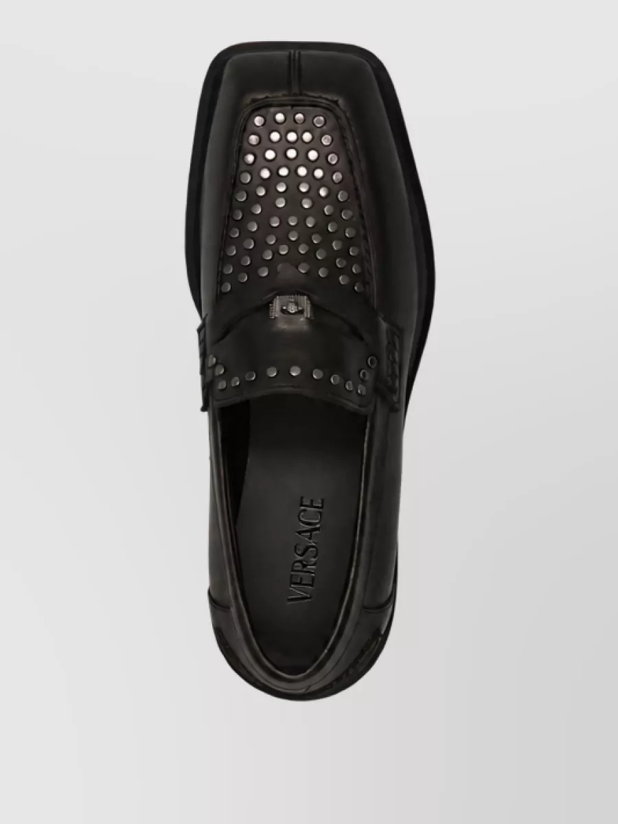 Versace Leather Slip-On Monk Shoes