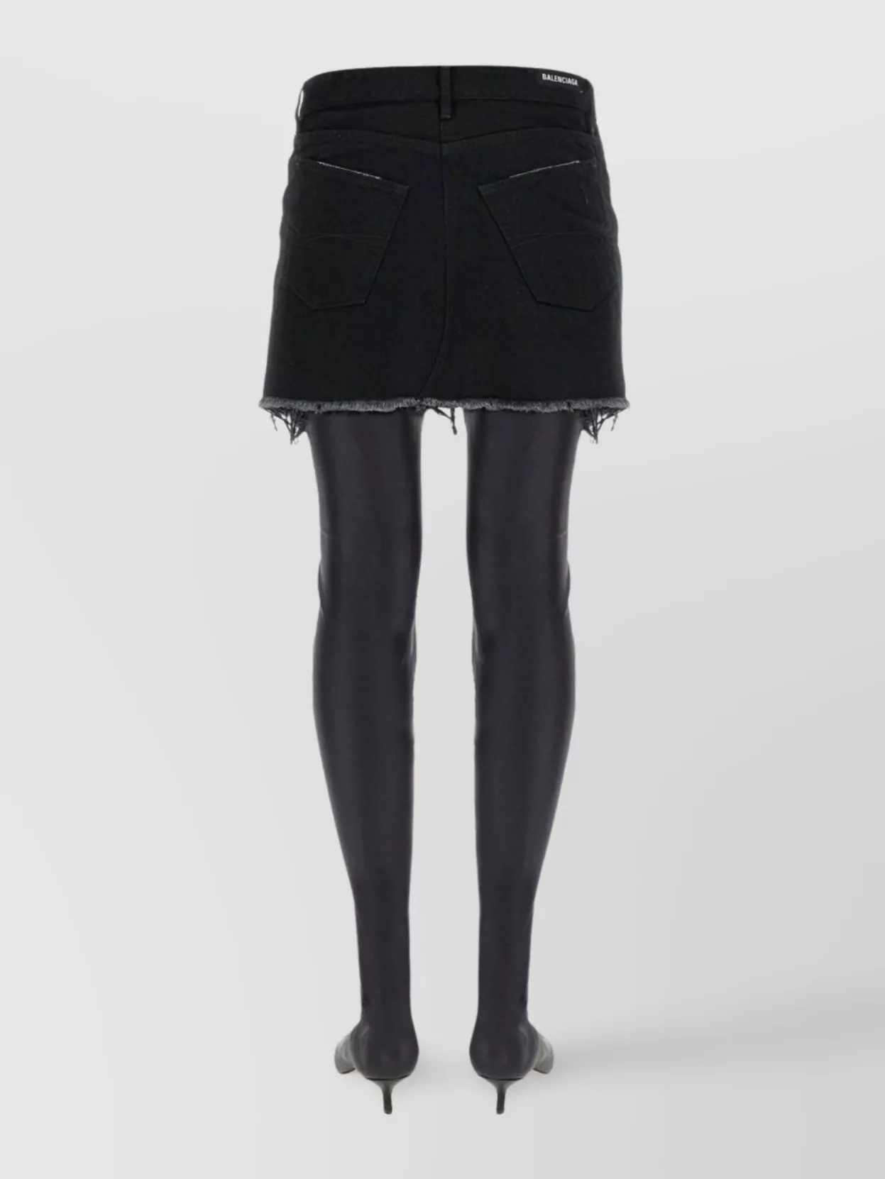 Balenciaga High Waist Japanese Denim Mini Skirt In Black