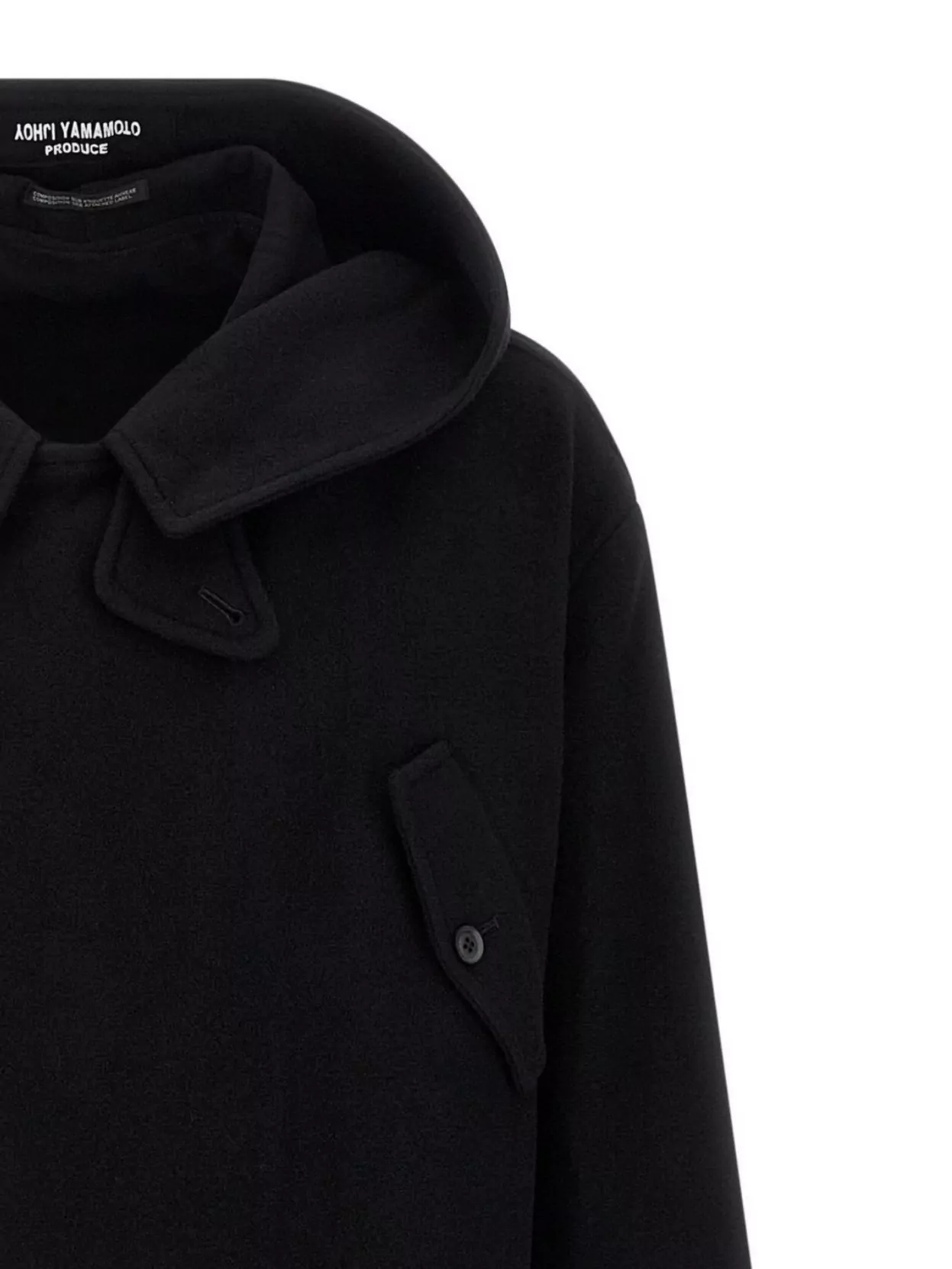 Yohji Yamamoto Belted Hooded Coat Featuring Button Detail