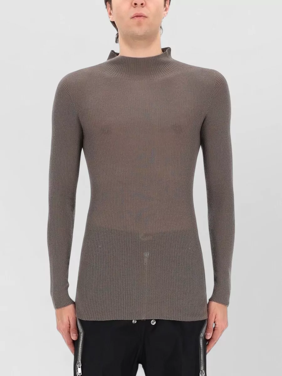 Rick Owens Slim Knit Tabard High Neck Sweater