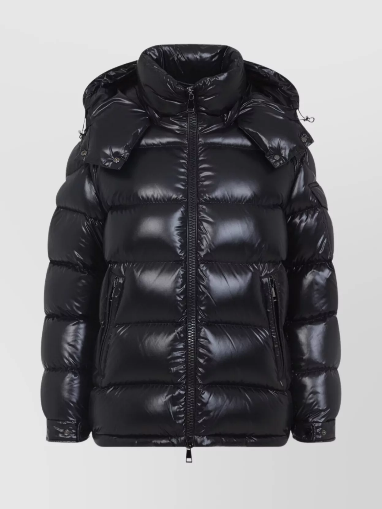 Moncler Padded Polyamide Jacket Zipped Pockets In Black