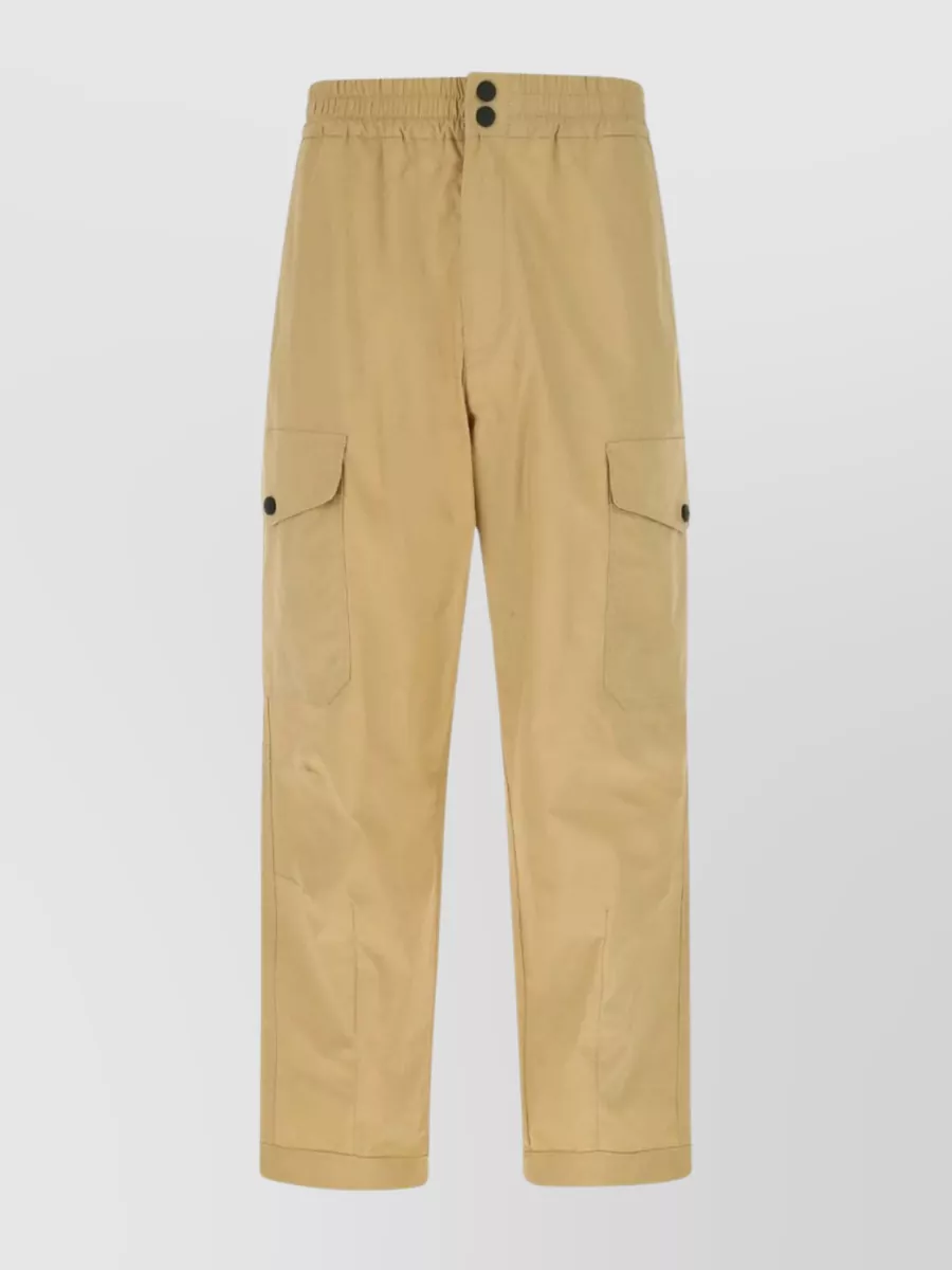 Shop Msgm Stretch Cotton Cargo Pant In Brown