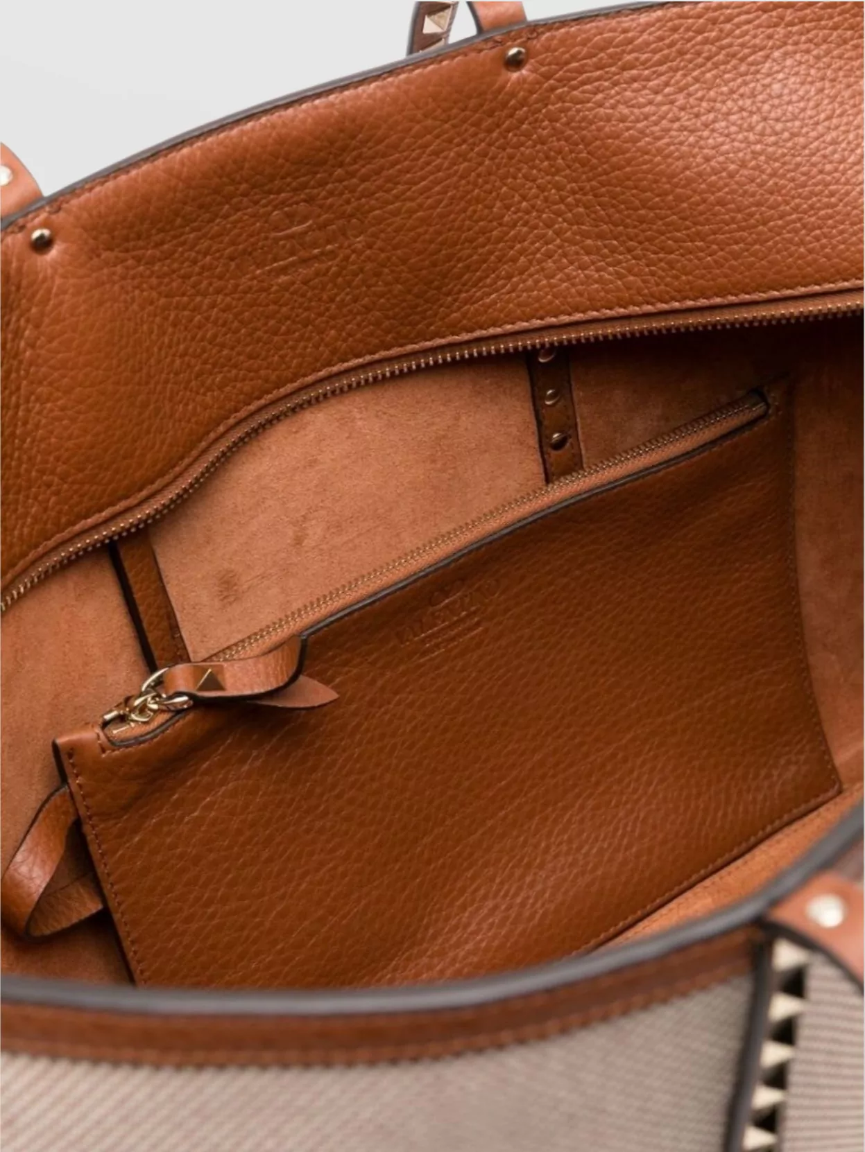 Valentino Garavani Rockstud Trim Canvas Medium Tote