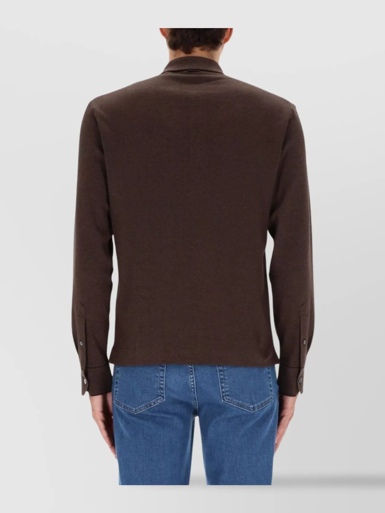 Zegna Long Sleeve Polo Shirt With Ribbed Cuffs