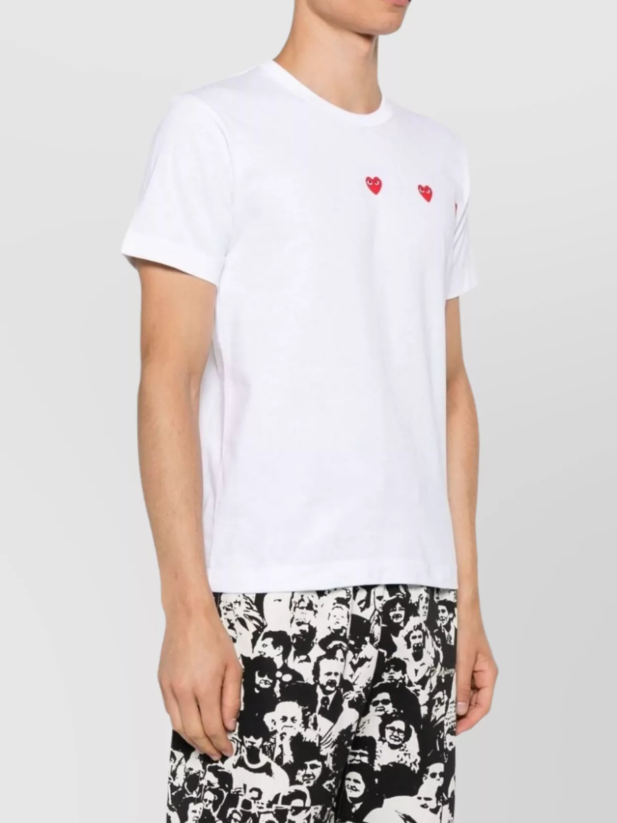 Comme Des Garçons Embroidered Hearts Cotton T-Shirt