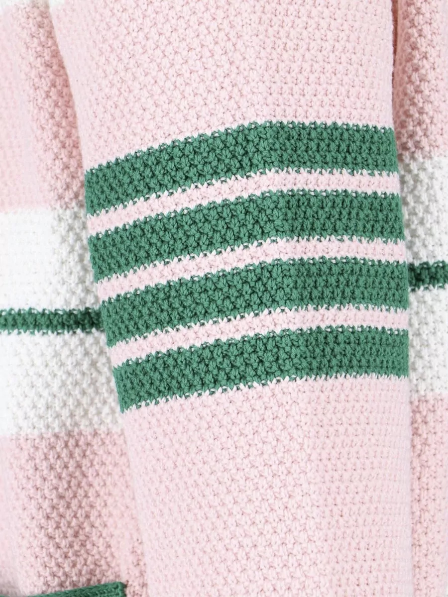 Thom Browne Cotton Striped Seed-Stitch Oversized V-Neck Cardigan