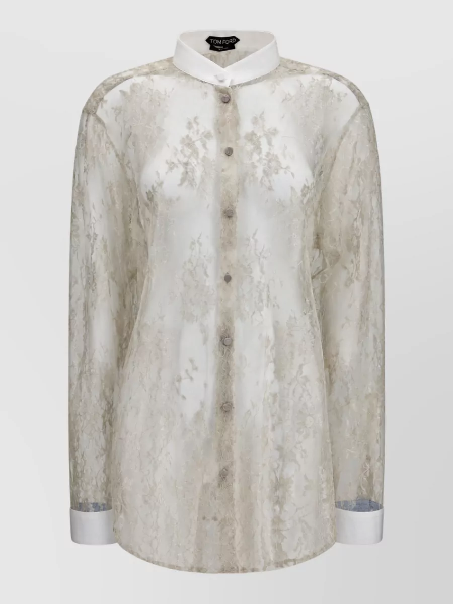 Tom Ford floral-embroidered lace shirt