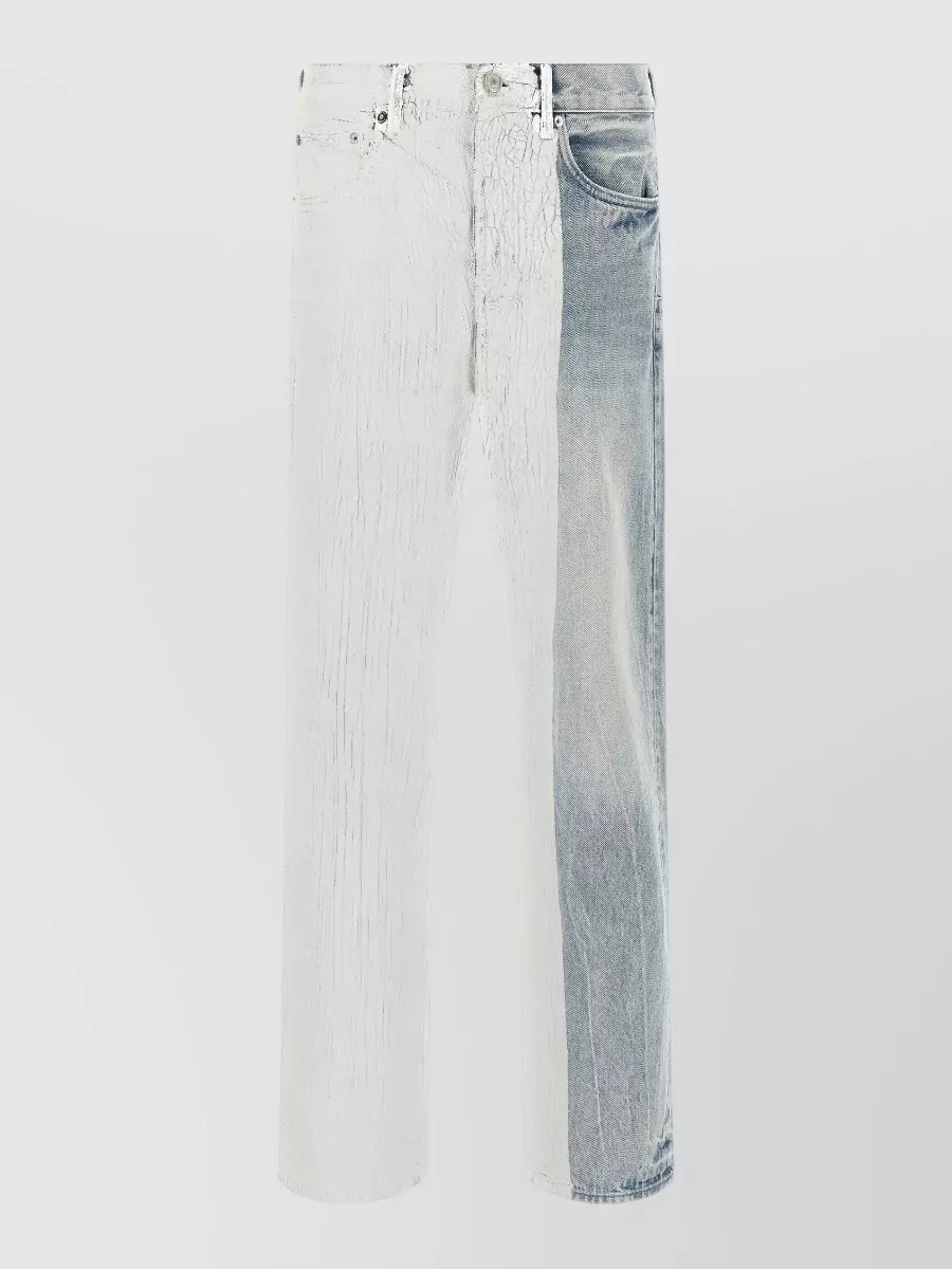 Purple crackle silver mid-rise straight-leg jeans