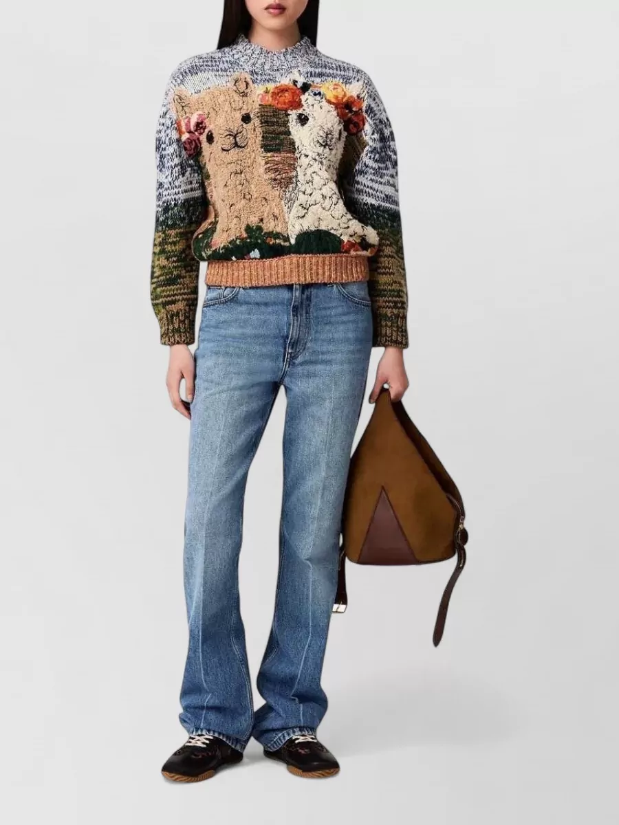 Stella Mccartney virgin wool intarsia knit high neck jumper