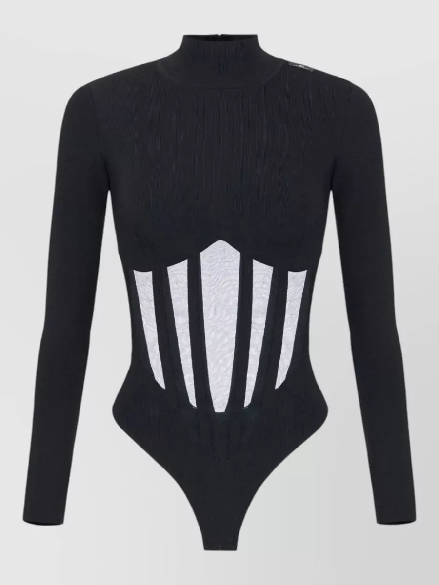 Elisabetta Franchi Ribbed slim-fit high-neck bodysuit