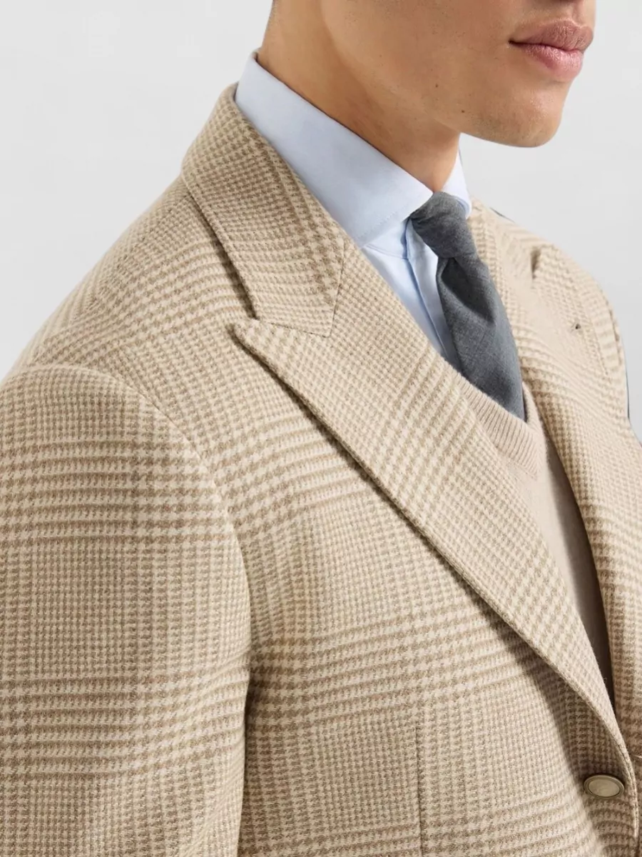 Brunello Cucinelli Cashmere Blend Checked Single Breasted Blazer